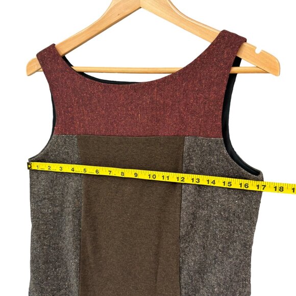 Bailey 44 Mini Tank Dress Burgundy Grey Brown Colorblock Wool Silk Blend Size M - Picture 10 of 11